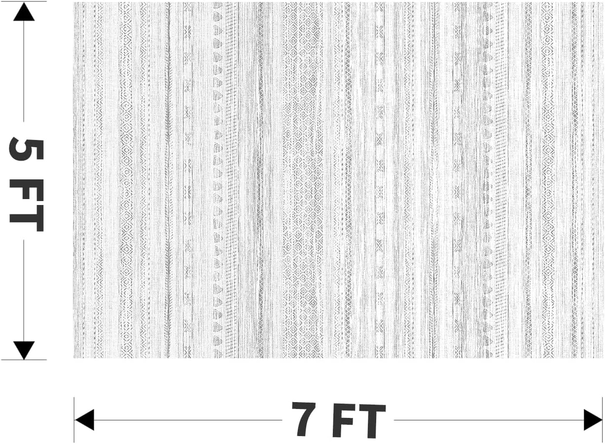 Size Large Color Grey Area Rugs for Living Room Machine Washable Rug Distressed Indoor Carpet Neutral Moroccan Boho Rug Ultra Soft Area Rug for Bedroom Dining Room Playroom Office, Grey